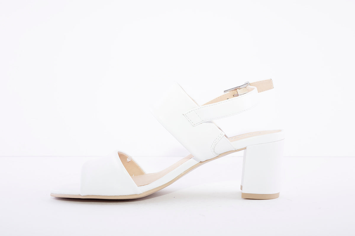 CAPRICE - MEDIUM BLOCK HEEL SLING BACK SANDAL - WHITE LEATHER