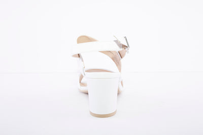 CAPRICE - MEDIUM BLOCK HEEL SLING BACK SANDAL - WHITE LEATHER
