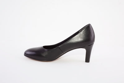 TAMARIS 22454-003 MEDIUM HEEL COURT SHOE - BLACK LEATHER