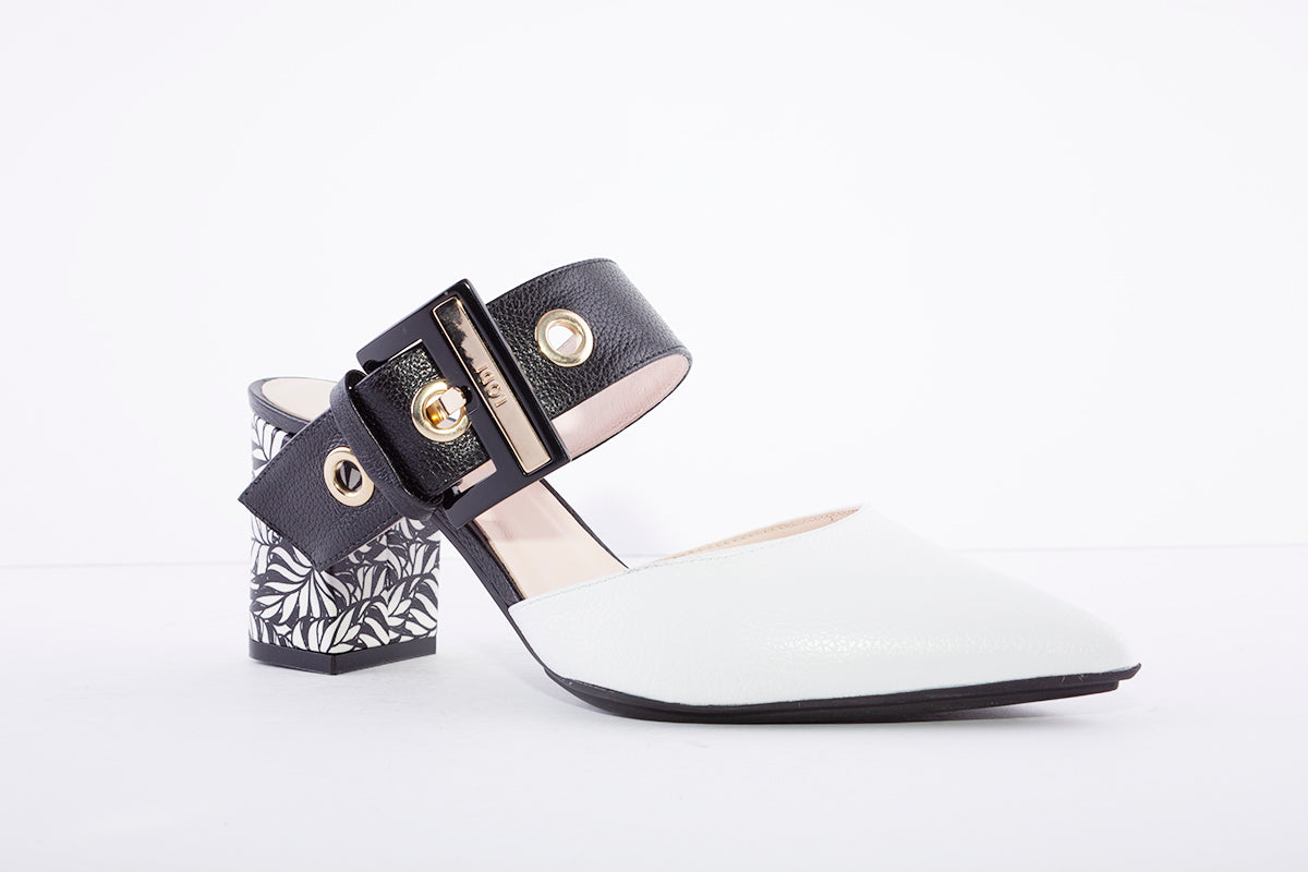 LODI - MARINA HIGH BLOCK HEEL DRESSY SANDAL - WHITE/BLACK