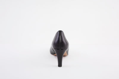 TAMARIS 22454-003 MEDIUM HEEL COURT SHOE - BLACK LEATHER