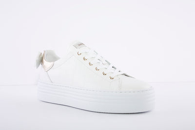NeroGiardini - Platform Wedge Laced Leather Sneakers - Off White