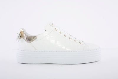 NeroGiardini - Platform Wedge Laced Leather Sneakers - Off White