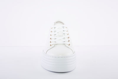 NeroGiardini - Platform Wedge Laced Leather Sneakers - Off White