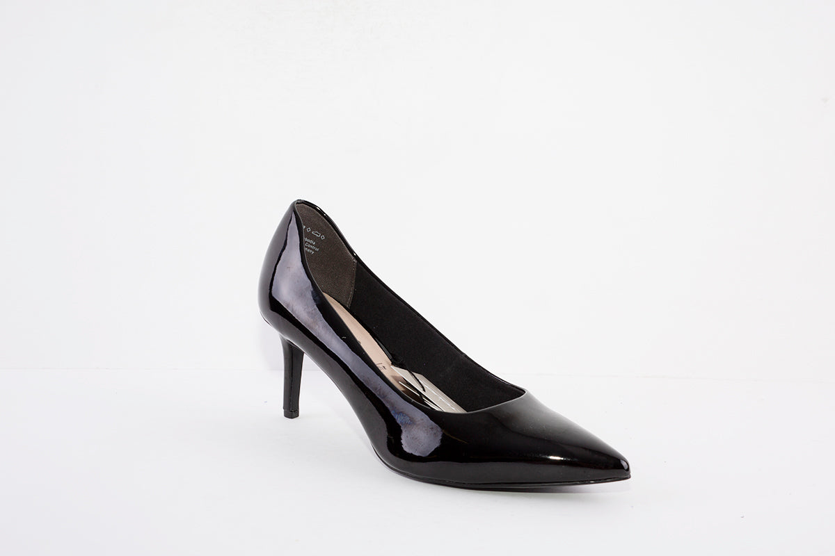 TAMARIS  22421-018 MEDIUM HEEL COURT SHOE - BLACK PATENT