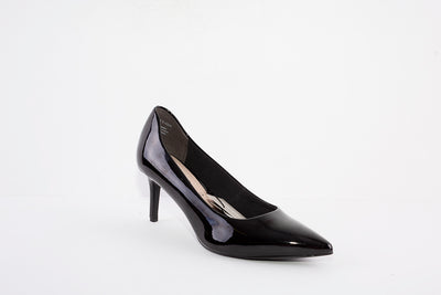 TAMARIS  22421-018 MEDIUM HEEL COURT SHOE - BLACK PATENT