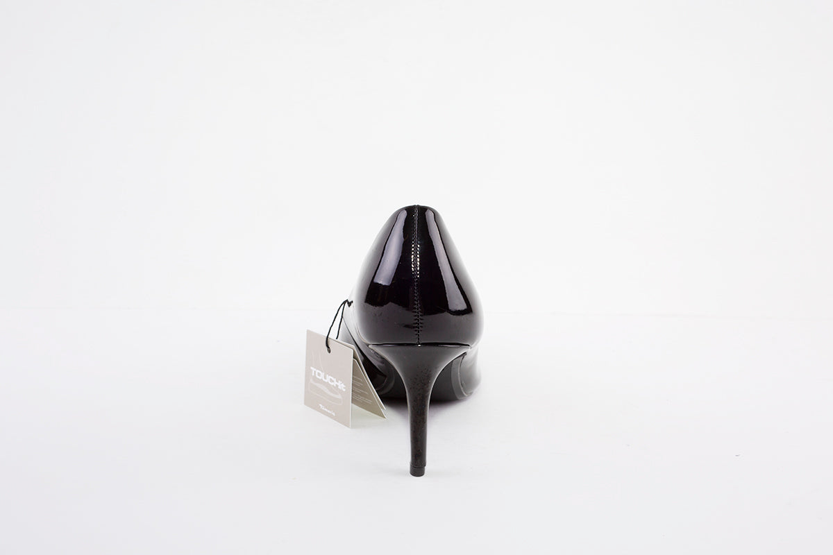 TAMARIS  22421-018 MEDIUM HEEL COURT SHOE - BLACK PATENT