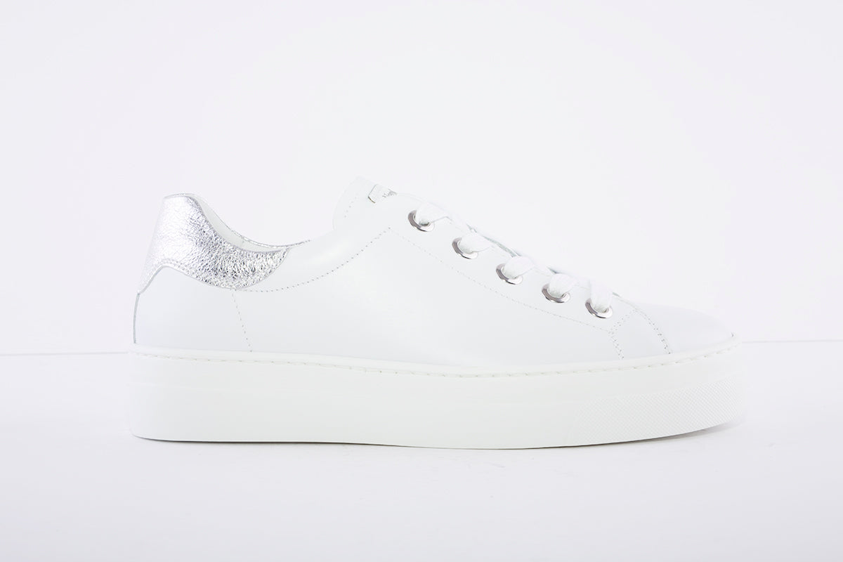 NeroGiardini - Leather Laced Sneakers - White/Silver