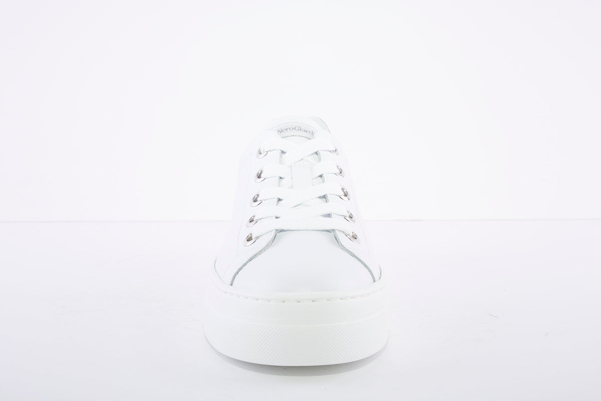 NeroGiardini - Leather Laced Sneakers - White/Silver