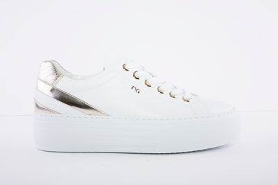 NeroGiardini - Platform Leather Sneakers - White/Gold