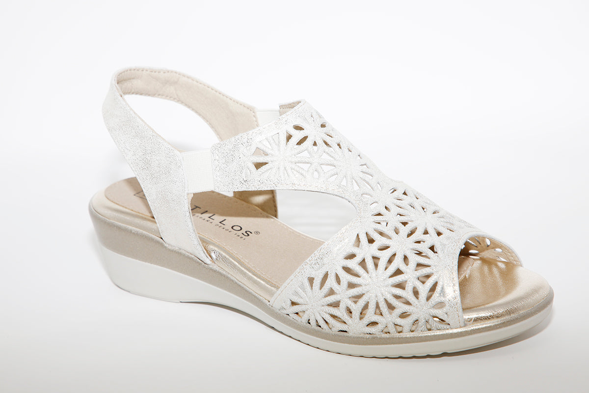 PITILLOS - 6010 LOW WEDGE SANDAL - GOLD