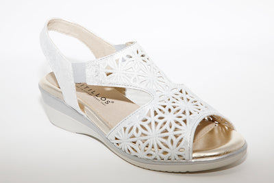 PITILLOS - 6010 LOW WEDGE SANDAL - SILVER