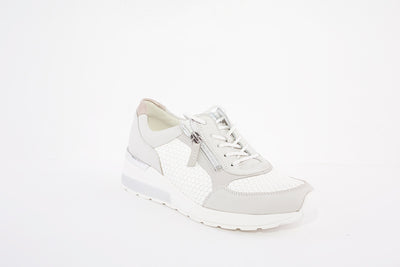 WALDLAUFER - CLARA-ZIP/LACE LOW WEDGE COMFORT SHOE - GREY/WHITE
