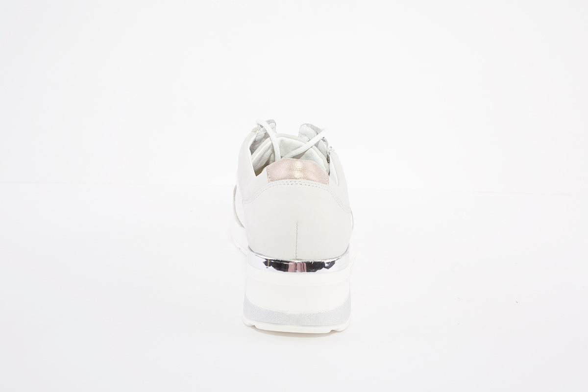 WALDLAUFER - CLARA-ZIP/LACE LOW WEDGE COMFORT SHOE - GREY/WHITE