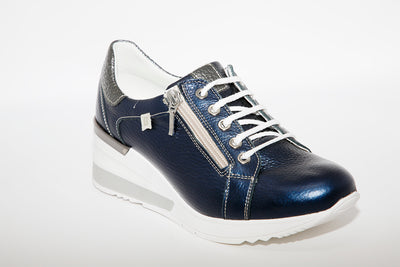 BAERCHI - LACED WEDGE SHOE - NAVY