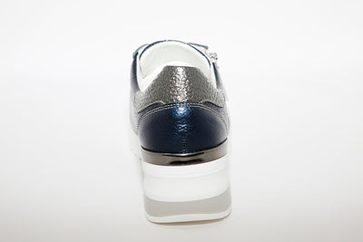 BAERCHI - LACED WEDGE SHOE - NAVY