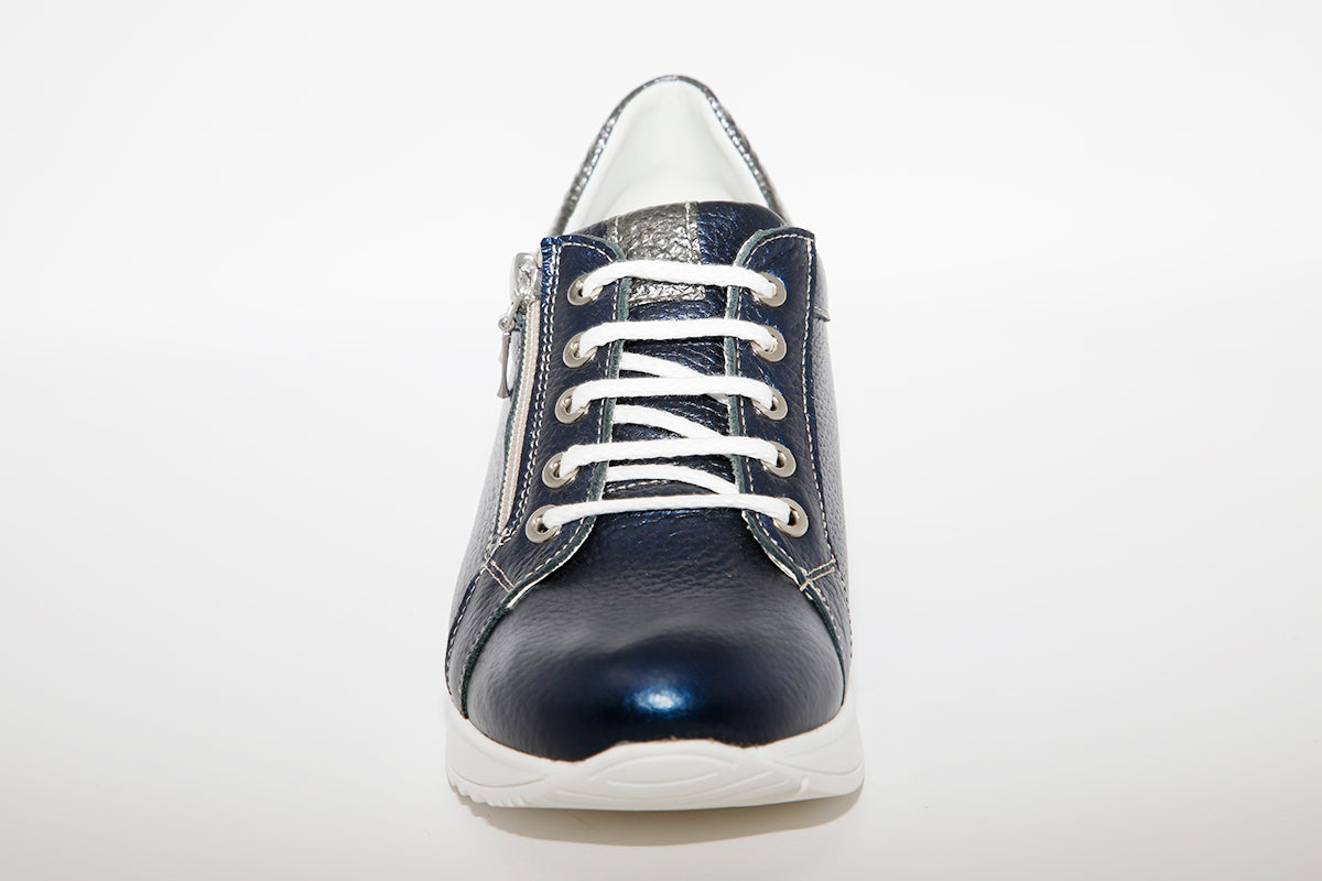 BAERCHI - LACED WEDGE SHOE - NAVY