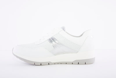 TAMARIS - LACED FASHION SHOE - WHITE/SILVER