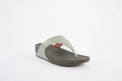 FITFLOP LULU SHIMMER WEDGE TOE-POST MULE - GREEN