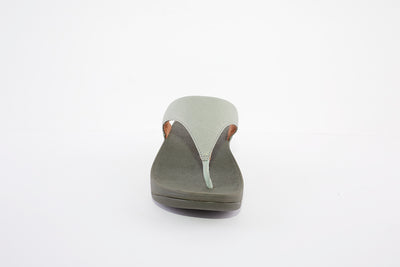 FITFLOP LULU SHIMMER WEDGE TOE-POST MULE - GREEN