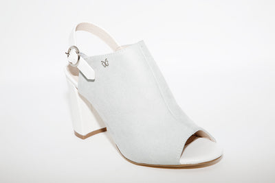HANNAH B - HI BLOCK HEEL SANDAL - GREY/WHITE