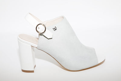 HANNAH B - HI BLOCK HEEL SANDAL - GREY/WHITE