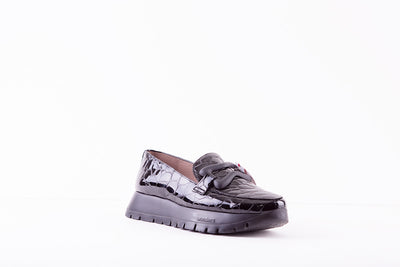 WONDERS A-2430  WEDGE LOAFER - BLACK PATENT