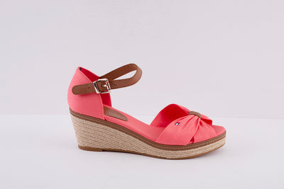 TOMMY HILFIGER - ICONIC ELBA-HIGH WEDGE FABRIC SANDAL - CORAL