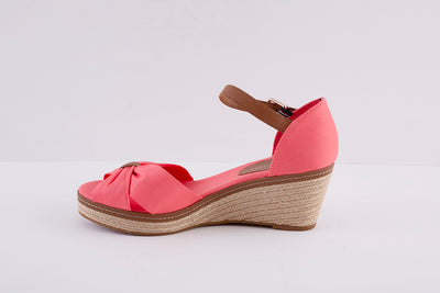 TOMMY HILFIGER - ICONIC ELBA-HIGH WEDGE FABRIC SANDAL - CORAL