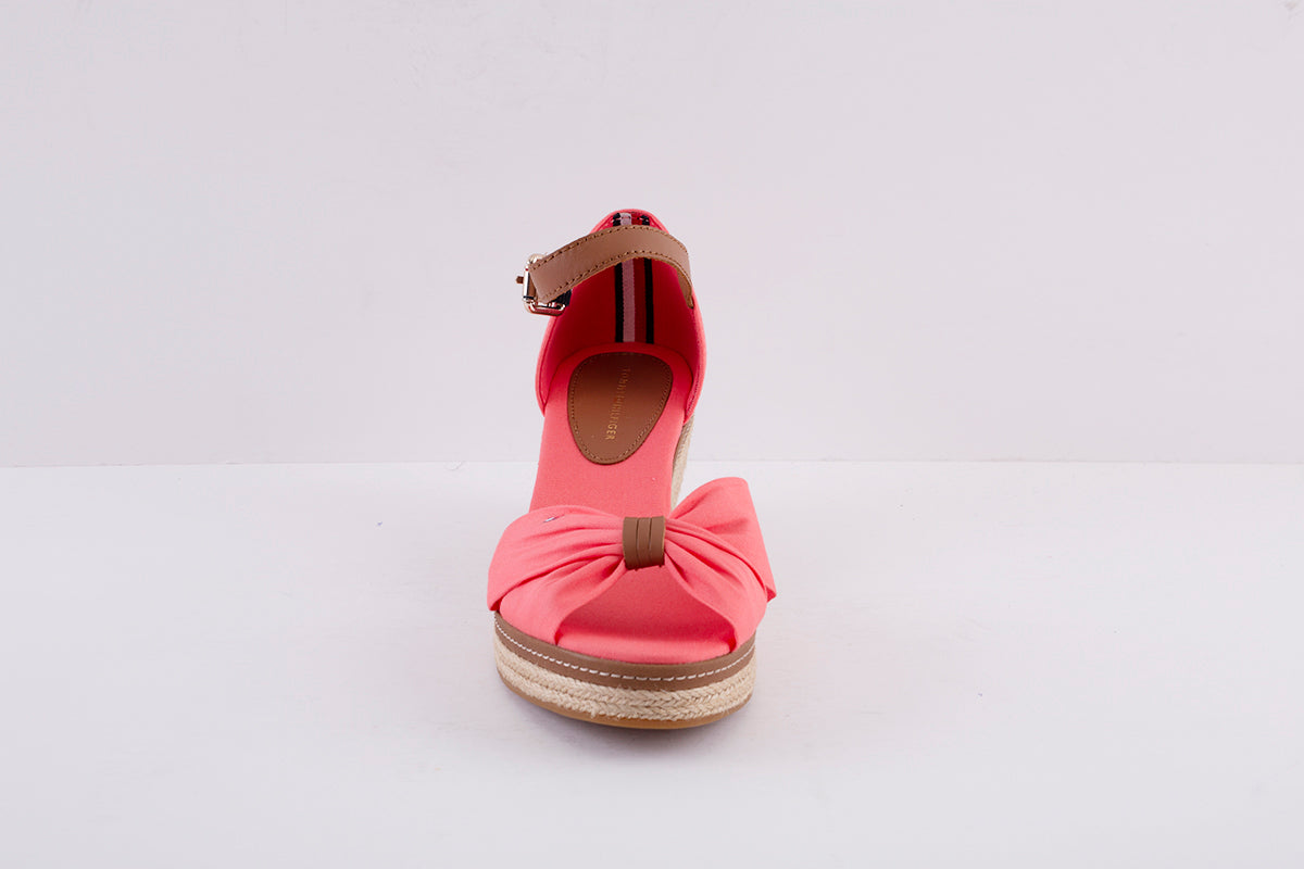 TOMMY HILFIGER - ICONIC ELBA-HIGH WEDGE FABRIC SANDAL - CORAL