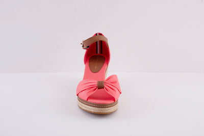 TOMMY HILFIGER - ICONIC ELBA-HIGH WEDGE FABRIC SANDAL - CORAL