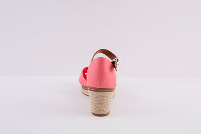 TOMMY HILFIGER - ICONIC ELBA-HIGH WEDGE FABRIC SANDAL - CORAL