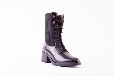 WONDERS G-6206 3/4 LENGTH LACED BOOT - BLACK LEATHER