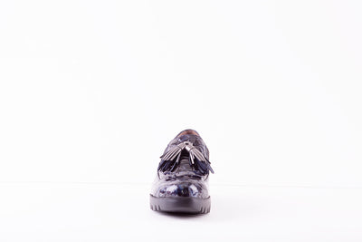 WONDERS C-33254 WEDGE SLIP-ON TASSEL SHOE - NAVY PATENT