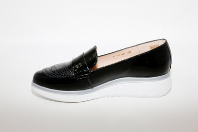 WONDERS - A-9703 PATENT LEATHER MOCCASINS - BLACK