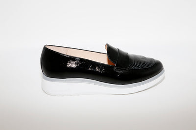 WONDERS - A-9703 PATENT LEATHER MOCCASINS - BLACK