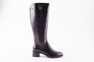 NeroGiardini - I117561D  LONG LOW HEEL BOOT - BLACK LEATHER
