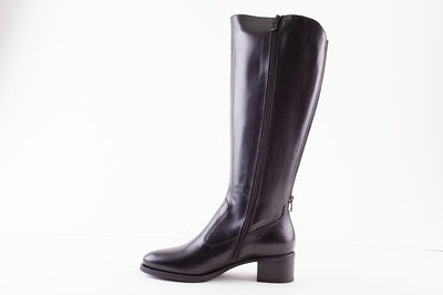 NeroGiardini - I117561D  LONG LOW HEEL BOOT - BLACK LEATHER