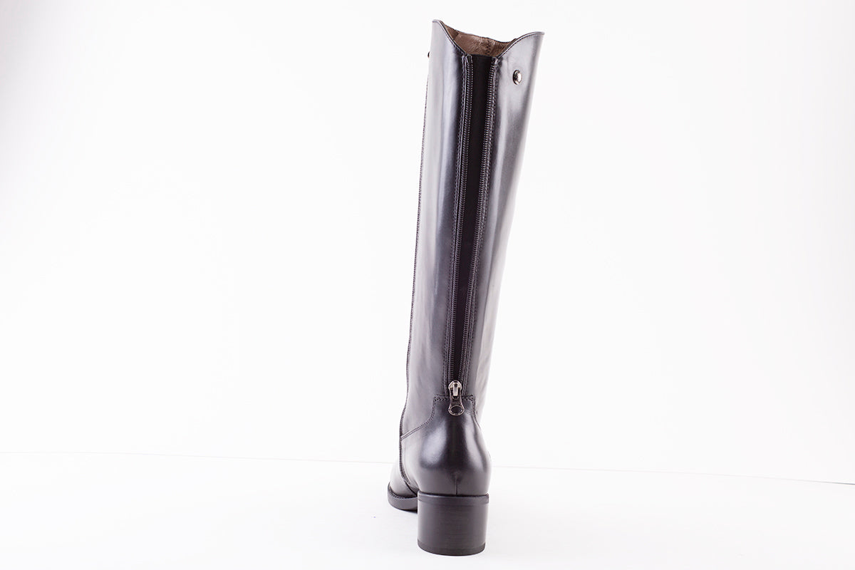 NeroGiardini - I117561D  LONG LOW HEEL BOOT - BLACK LEATHER