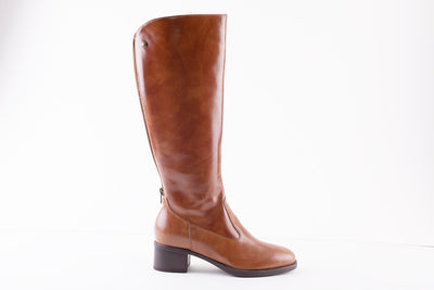 NeroGiardini - I117561D  LONG LOW HEEL BOOT - TAN LEATHER
