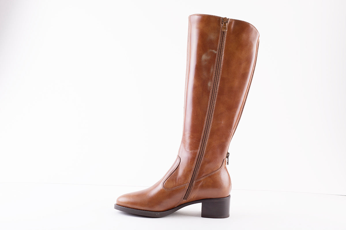 NeroGiardini - I117561D  LONG LOW HEEL BOOT - TAN LEATHER
