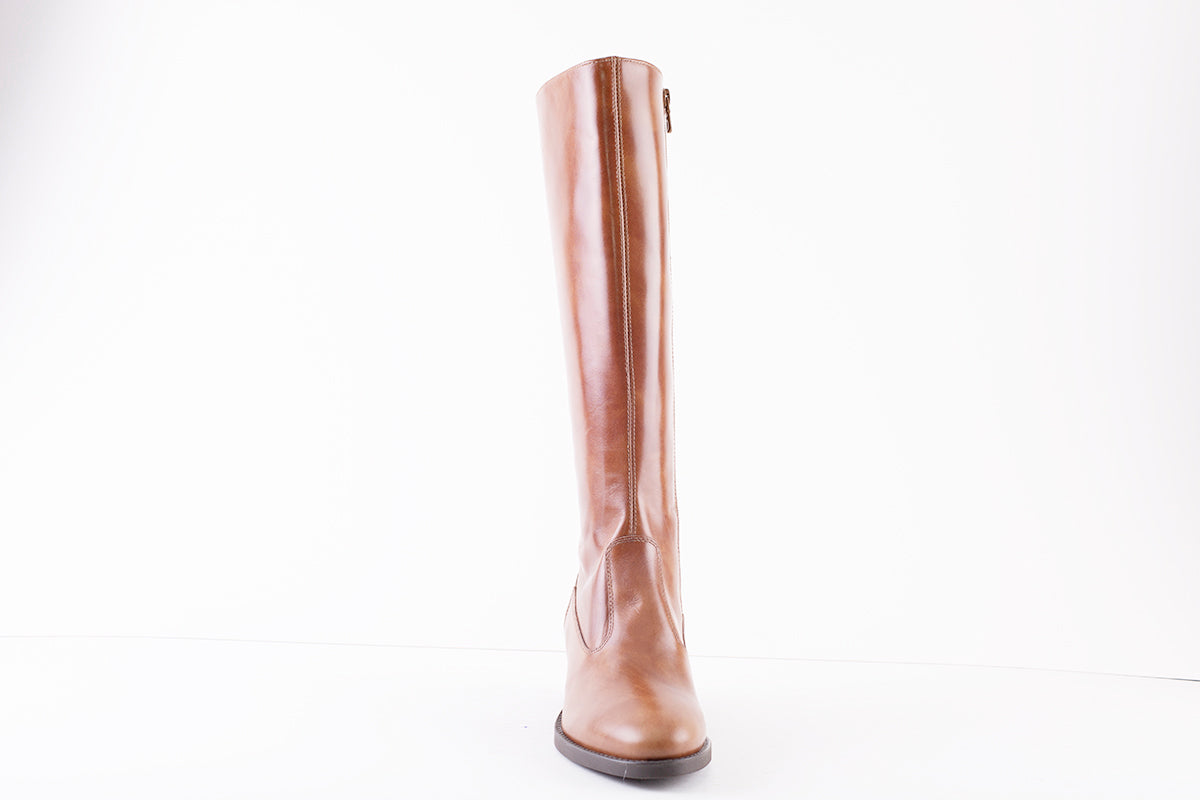 NeroGiardini - I117561D  LONG LOW HEEL BOOT - TAN LEATHER