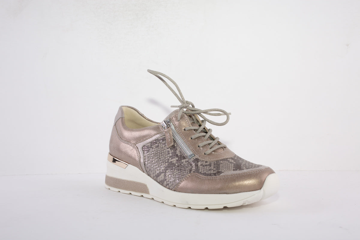 WALDLAUFER - 939008 510 CLARA- LACED WEDGE SHOE - GOLD MULTI