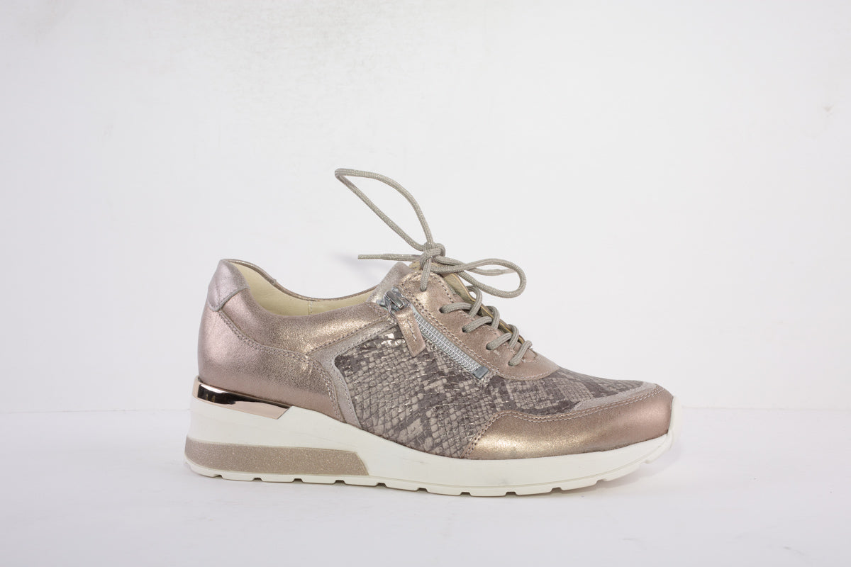 WALDLAUFER - 939008 510 CLARA- LACED WEDGE SHOE - GOLD MULTI