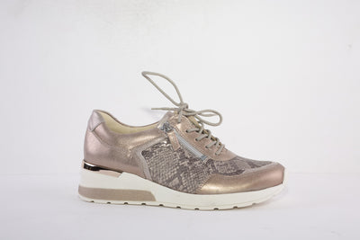 WALDLAUFER - 939008 510 CLARA- LACED WEDGE SHOE - GOLD MULTI
