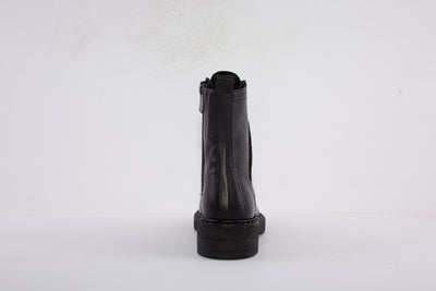 MARCO TOZZI - 25201-002 LOW HEEL LACED ANKLE BOOT WITH SIDE ZIP - BLACK