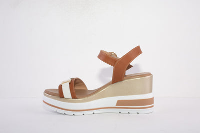 NeroGiardini - E218733D 329 HIGH WEDGE FASHION SANDAL - TAN