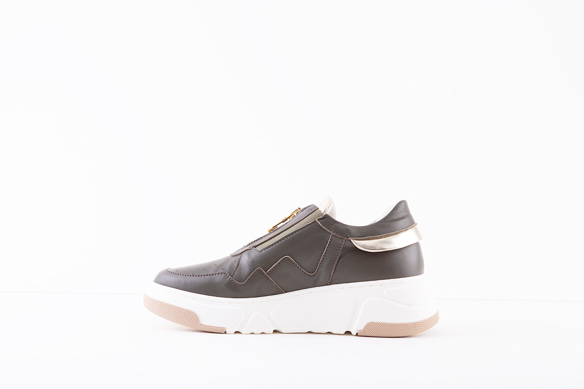 MARCO MOREO - C2072 CJ4 WEDGE ZIP CASUAL SHOE - GREEN LEATHER