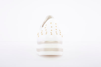 MARCO MOREO - Slip On Studded Toe Platform - White Leather