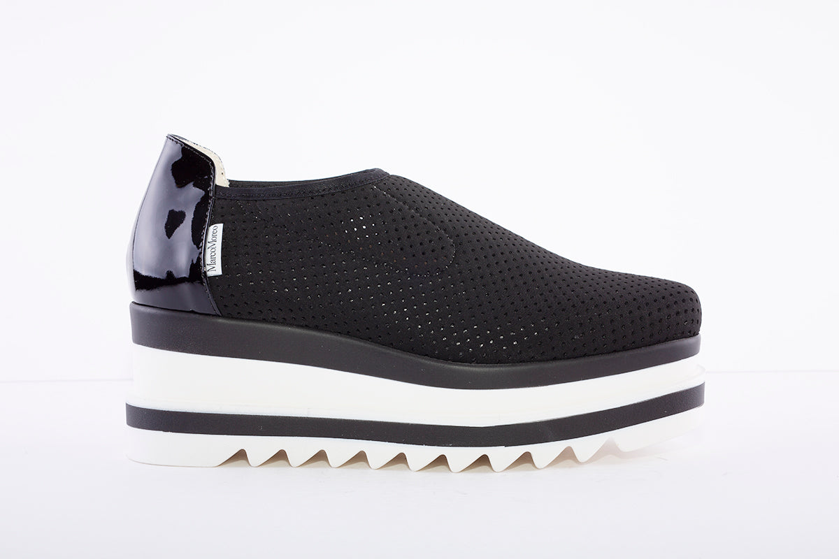 MARCO MOREO - Stretch Fabric Platform Shoe - Black
